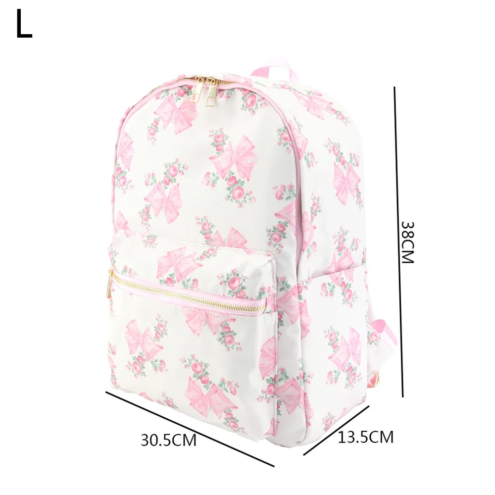 Flowers Bow Printed Nylon Waterproof Travel Make up Pouch Bags Backpack Tote bag Duffle Bag Fanny Pack for Women Girl Ladies