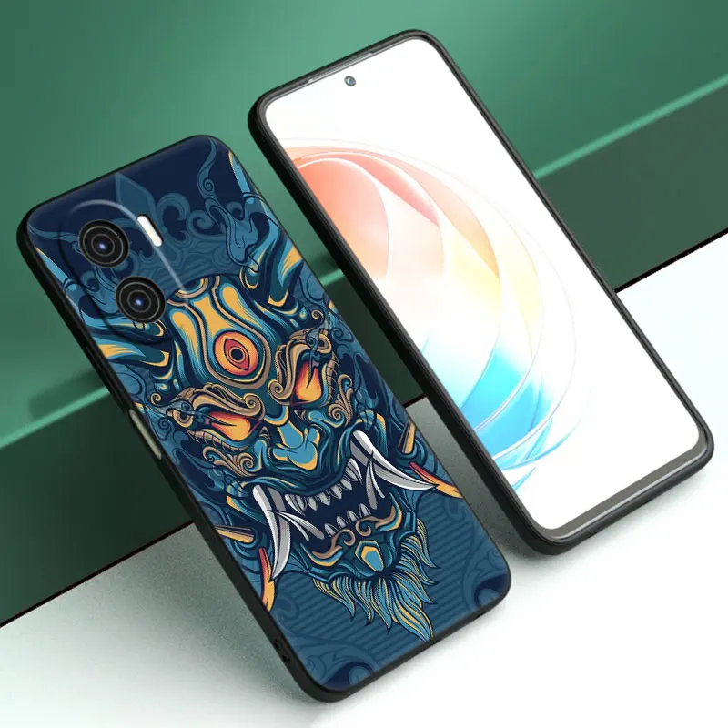 Japanese Samurai Oni Mask Cartoon Cover Case For Huawei Nova 11 Pro 12 10 9 8 Pro 11i 8i 7i 11SE 10SE 9SE Y91 Y90 Y71 Y70 Y61