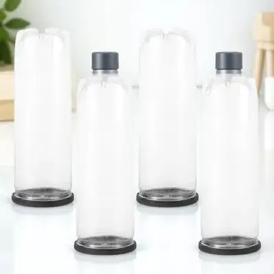 

4pcs Cylinder Container PVC Transparent Wear Resistant Portable Bottle Black Lid Storage Transparent Tennis Ball Holder Holder