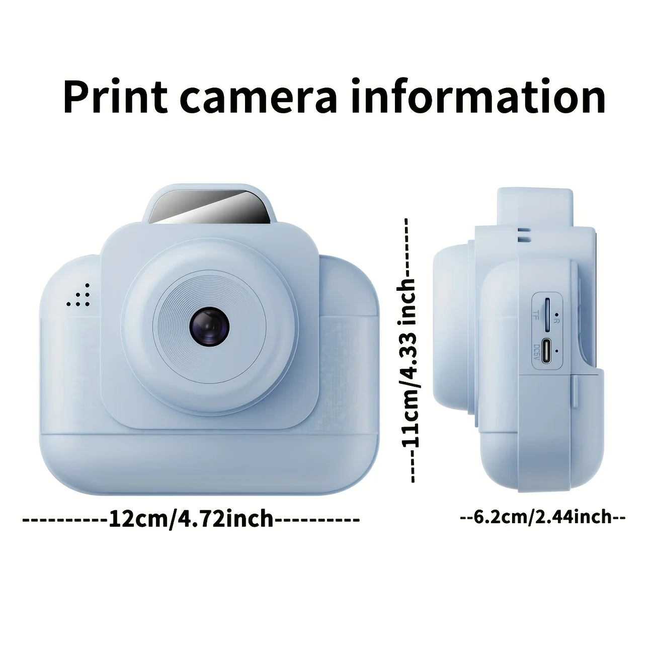 Portable photo printer (blue) with rechargeable battery and 4 rolls of thermal paper /1g card-instant photo printing view 4