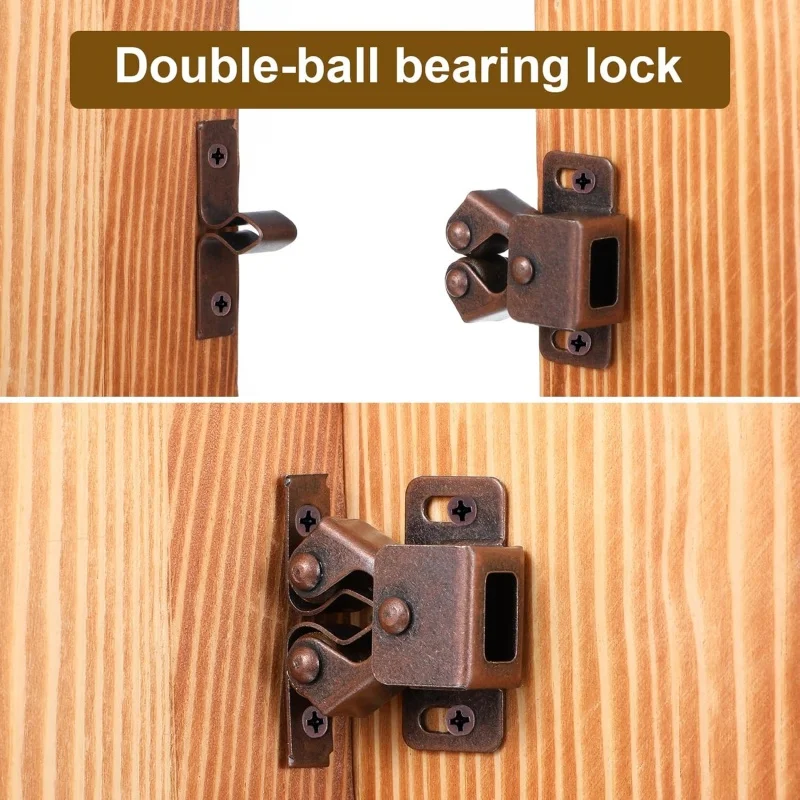 Metal Double Roller Cabinet Catch Spring Ball Latch Lock Wardrobe Cupboard Drawer Furniture Hardware with Screws