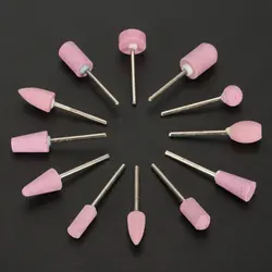 12Pcs Abrasive Polishing Mounted Stone For Rotary Tools Grinding Stone Wheel Head Tools 2.35mm Shank Mini Nail Drill Bit Set
