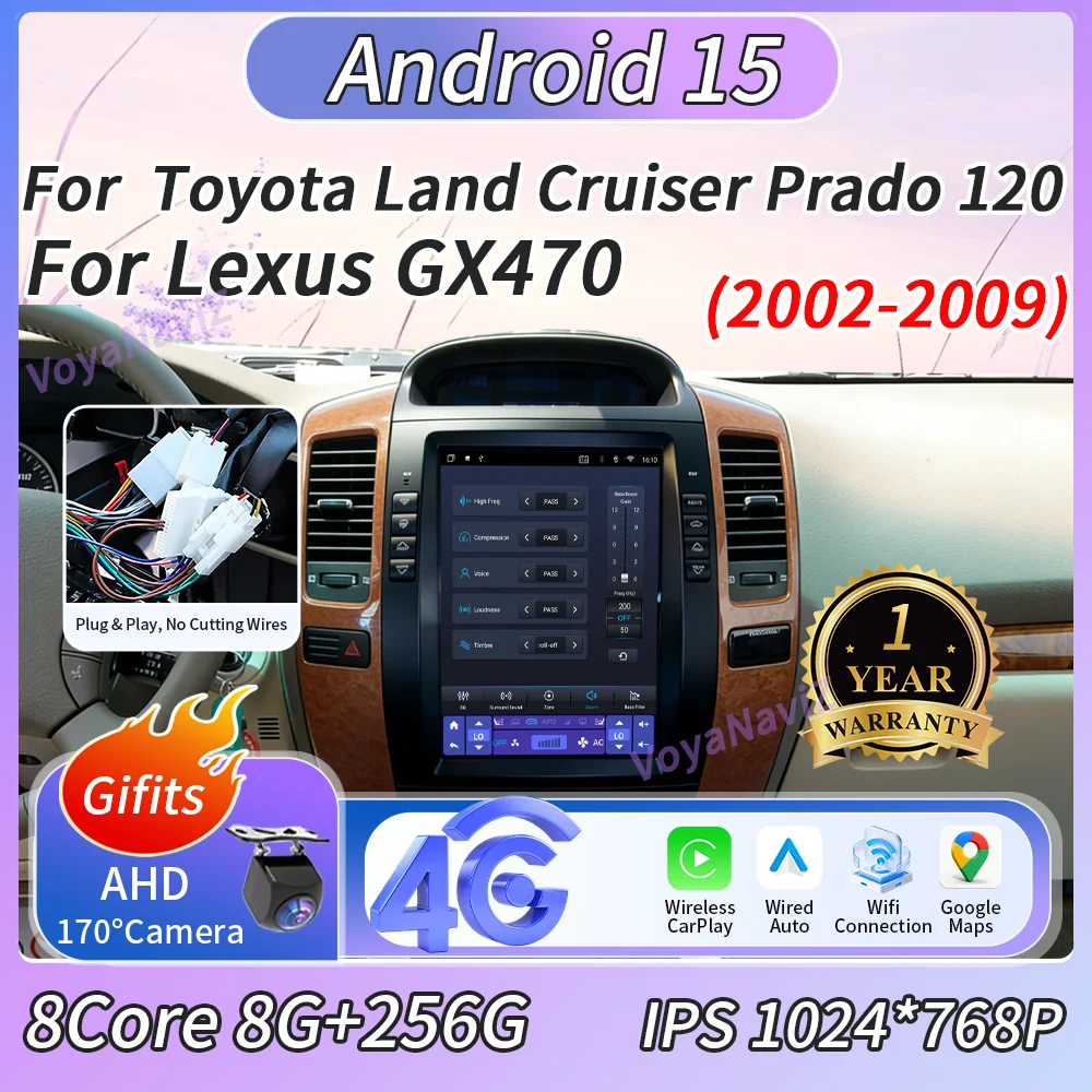 

For Toyota Land Cruiser Prado 120 For Lexus GX470 2002-2009 Car Multimedia Player Auto Bluetooth Stereo Carplay Screen 4G FM GPS