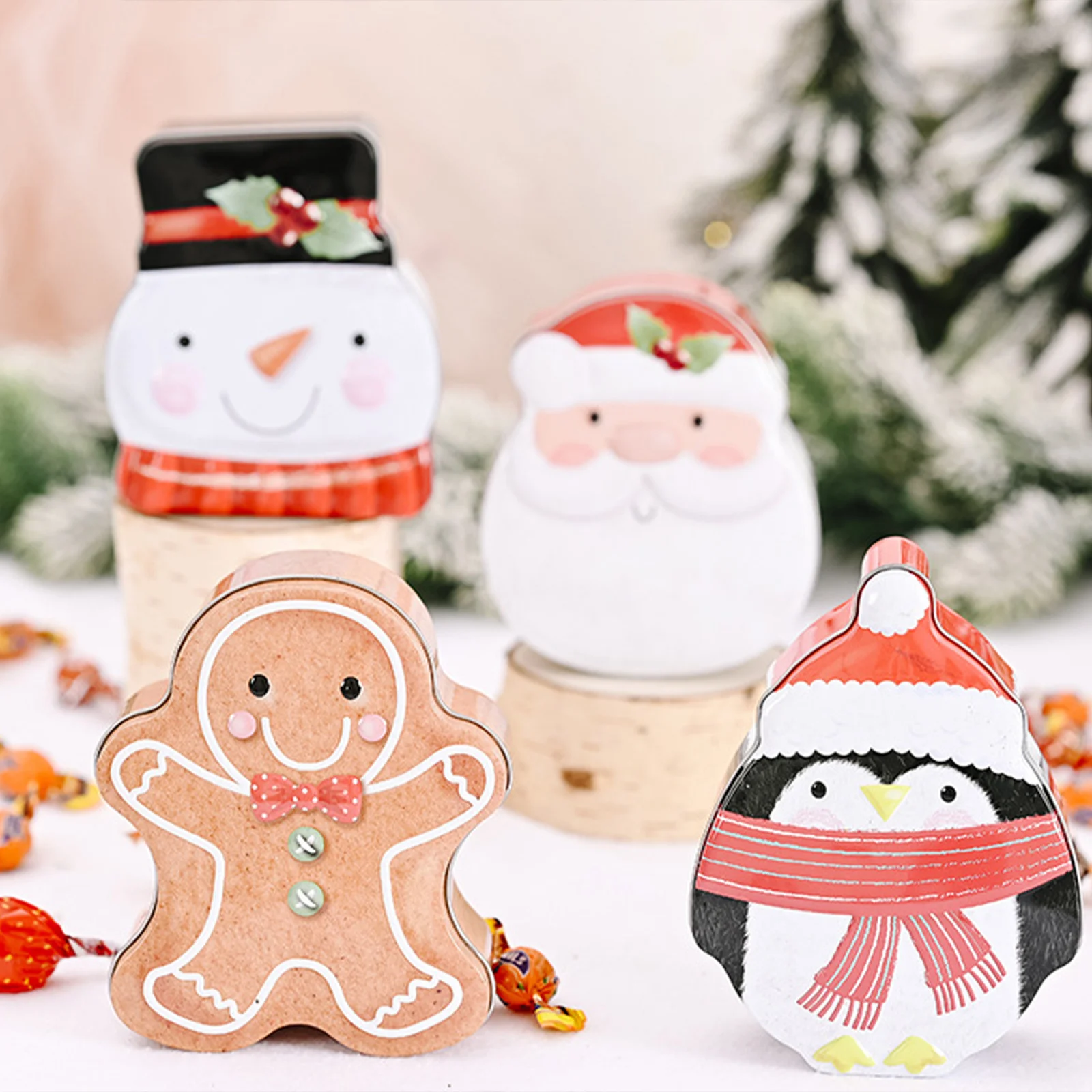 4 قطعة هدية عيد الميلاد هدية الكريسماس البسكويت صندوق صفيح تخزين الحاويات البسكويت الحلوى جرة صغيرة القصدير لحفل الزفاف