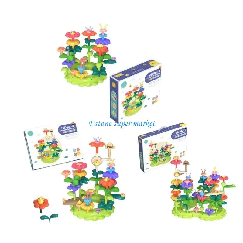 090B Gardening doet alsof speelgoedsteel speelgoedbloembouwsteen stapelspel voor peuterbloemtuin bouwstenen speelgoed