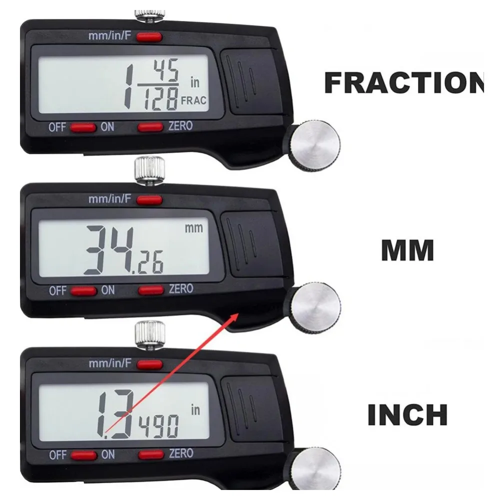 Electronic Digital Vernier Caliper 6 "150mm MM / INCH / F Toggle Stainless Steel Rule Gauge Micrometer Measuring Ruler Tool