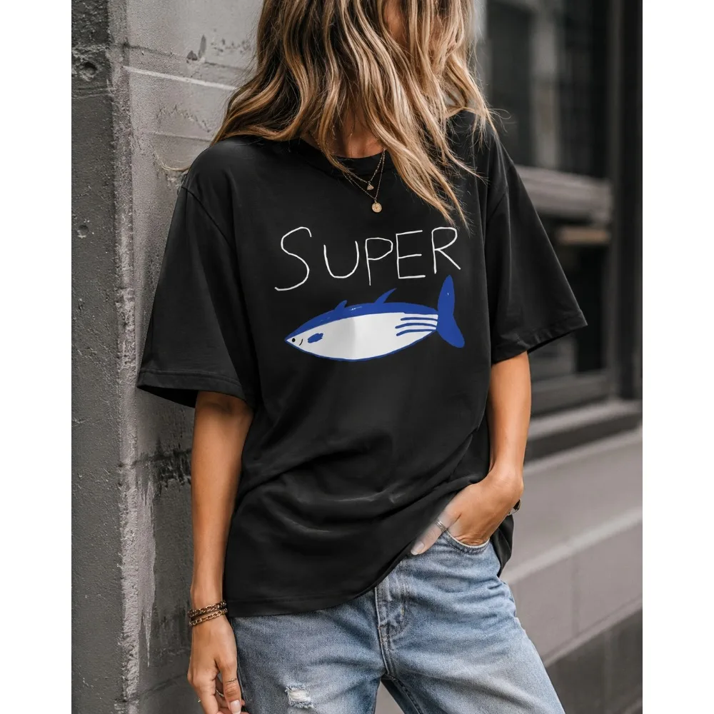 Kpop Korean Jin Super Tuna Fish T-shirts Fashion Vintage Short Sleeve T-shirt Women Clothing Casual Top Playful Design harajuku