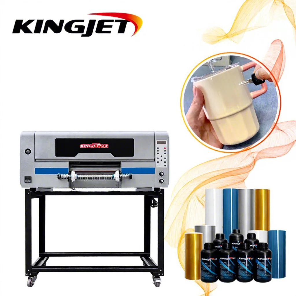 Kingjet Impresora Uvdtf Printer with Laminator Roll to Roll 30Cm a B Film Logo Printing Machine UV DTF Transfer Sticker Printer