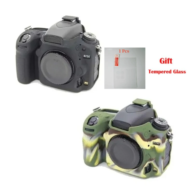 

For Nikon D750 Camera Case Rubber Protective Body Cover Skin Nice soft Silicone Camera Video Bag + free tempered film