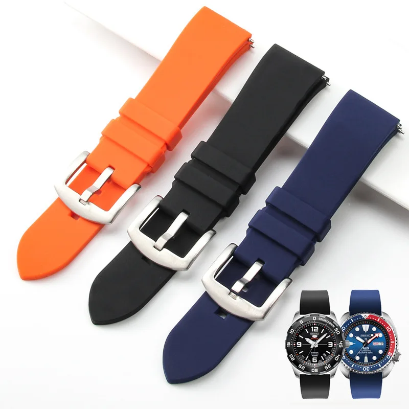 

High Quality Waterproof Diver Rubber Silicone Watch Band Straps mens Multicolored 18/20/22/24mm Fits Seiko Watch Accessories