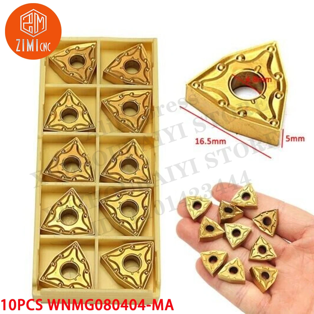 10 pezzi WNMG080404-MA WNMG080404-MA Utensile per tornitura in cermet Taglierina per tornio CNC Strumento per tagliare Lama per utensili per tornio in metallo Inserti meccanici