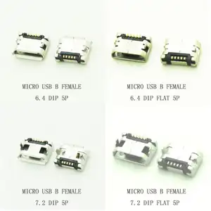 Bilashmart 10 6.4mm/7.2mm Micro USB 5Pin DIP Female Connector Mobile Phone Mini USB jack PCB Welding Socket