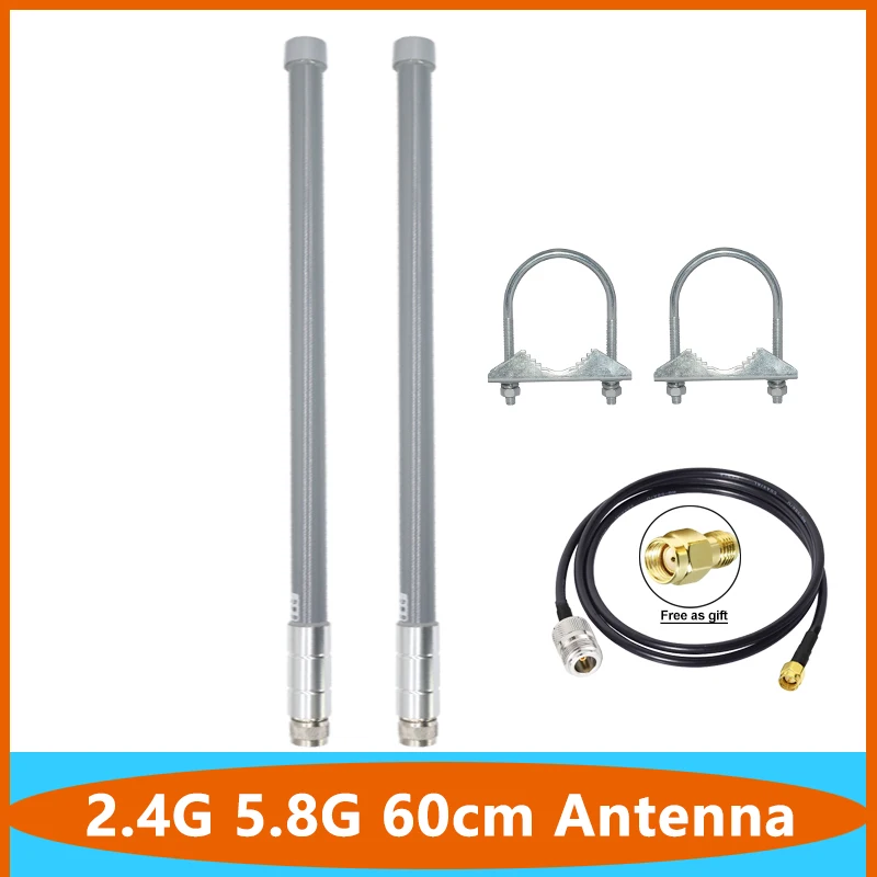 Lora-minero de helio de doble banda para exteriores, antena Omn de 60CM, 2,4G, 5,8G, IP67, impermeable, 8DBI, WiFi, fibra de vidrio, aérea