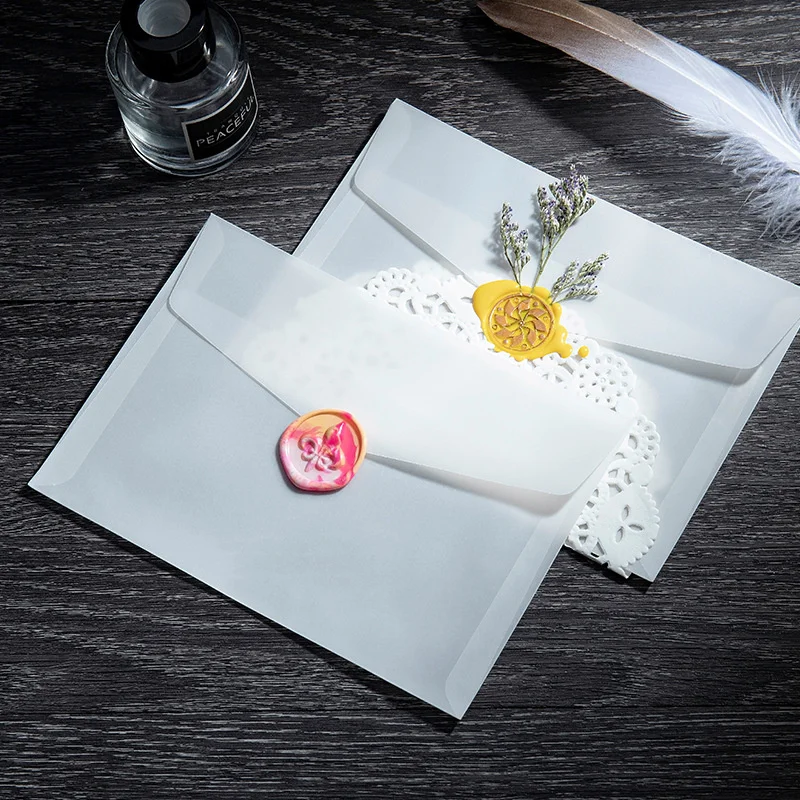 10 Teile/los Custom Semi-transparent Schwefelsäure Papier Umschläge Für DIY Postkarte Karte Speicher Hochzeit Einladung Geschenk Verpackung