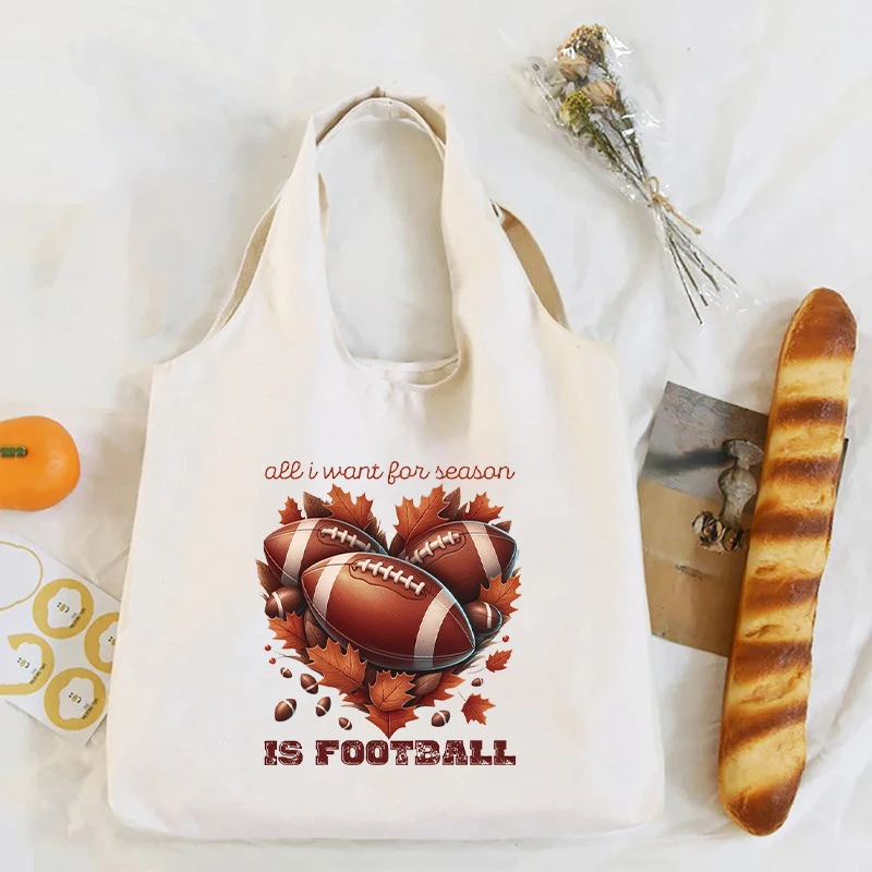 Is Football Bow Printed Shoulder Bag Organizer Large Capacity Outdoor Sports Storage Tote Bag Eco-friendly Shopping Bags Handbag