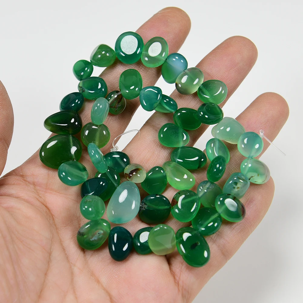 

APDGG 5 Strands Natural Green Agate Polished Top-drilled Freeform Nugget Loose Beads 15.5" Strand Jewelry Making DIY