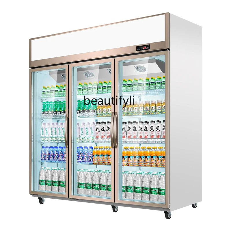 

Beverage Display Cabinet Freezer Commercial Sanmen Supermarket Refrigerated Beer Fresh Air Cooled Frost Free Convenience Store