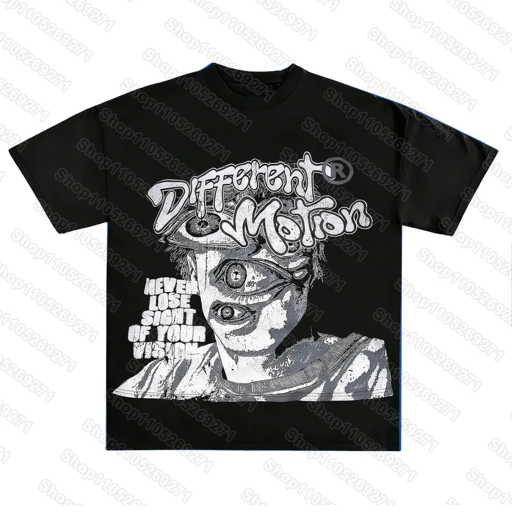 Summer Multi Eyed Monster Y2K Women's Printed T-Shirt Unisex Short-sleeved Retro Street Y2K Hip Hop Casual Fashion Tops Clothing