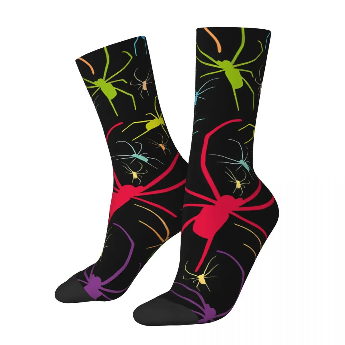 

Crawling Colored Spiders Happy Men's Socks Retro Spider Web Animal Harajuku Novelty Crew Sock Gift Pattern Printed