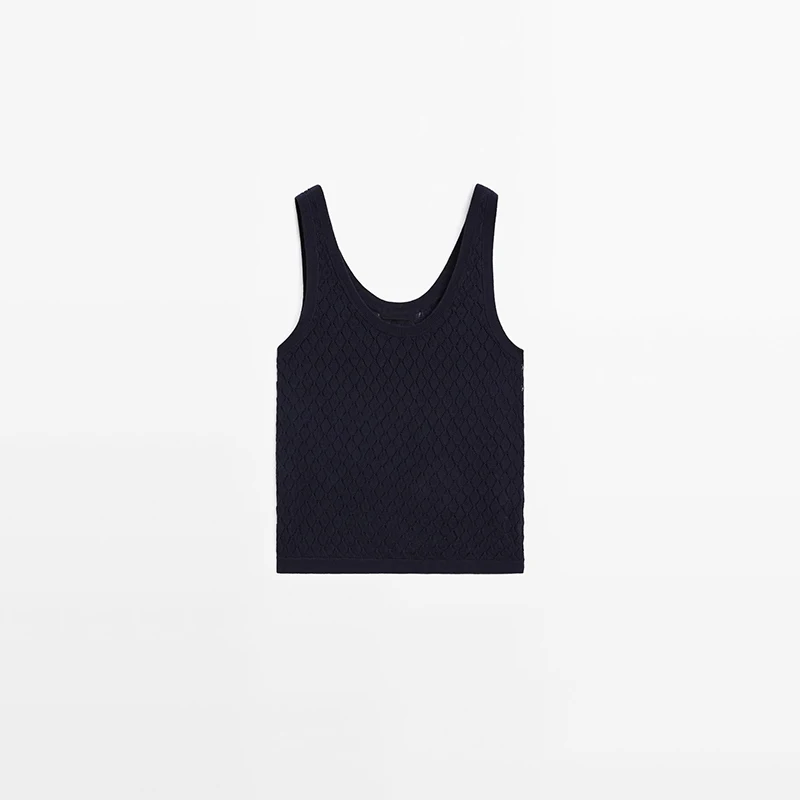 Ethereal MD 2025 massidutti zomer nieuwe stijl van dames ruitpatroon uitgehold gebreid halter mouwloos T-shirt top