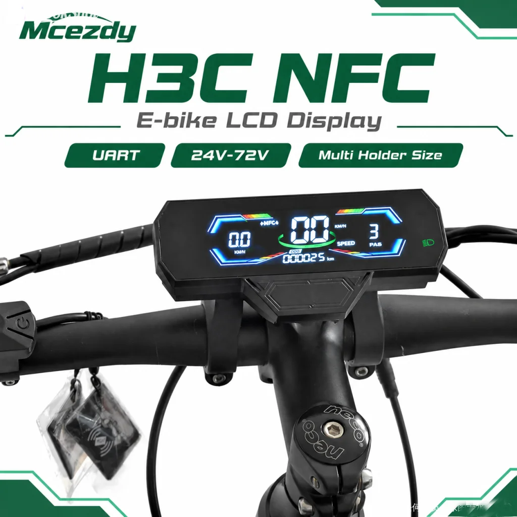 UART2 H3C Elektrofahrrad LCD NFC-Display Fahrradcomputer 24/36/48/60/72V Kilometerzähler Präziser Wasserdichter Fahrrad-Tachometer E-Bike