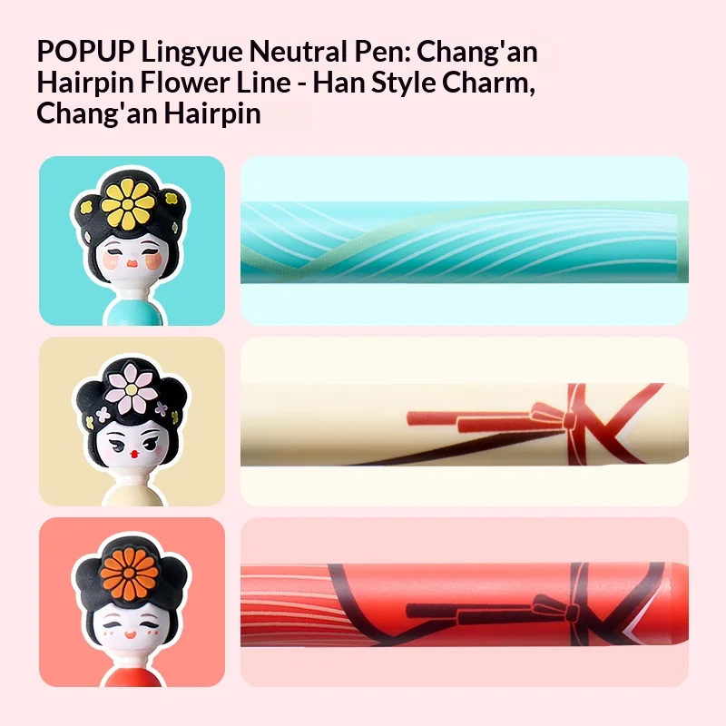 

KACO POPUP милая гелевая ручка в стиле династии Тан, 3 шт./компл., боковой пресс 0,5 мм, черные гладкие письменные принадлежности, коллекционные подарочные принадлежности