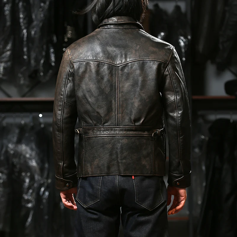 New Higher Quality Motorcycle Windproof Casual Vintage Fashion Genuine Leather Jacket Thickened Cowhide Clothings