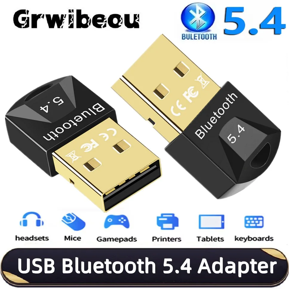 Bluetooth 5.4/5.3/5.1/5.0 USB Adapter for PC Laptop Wireless Dongle Transmitter Receiver for Headphone Mouse Keyboard USB BT