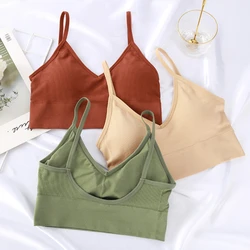 Top deportivo para mujer, sujetador deportivo 2024, sujetador de Yoga sin costuras, negro y blanco, Top corto para correr, Yoga, gimnasio, Top deportivo de realce para mujer