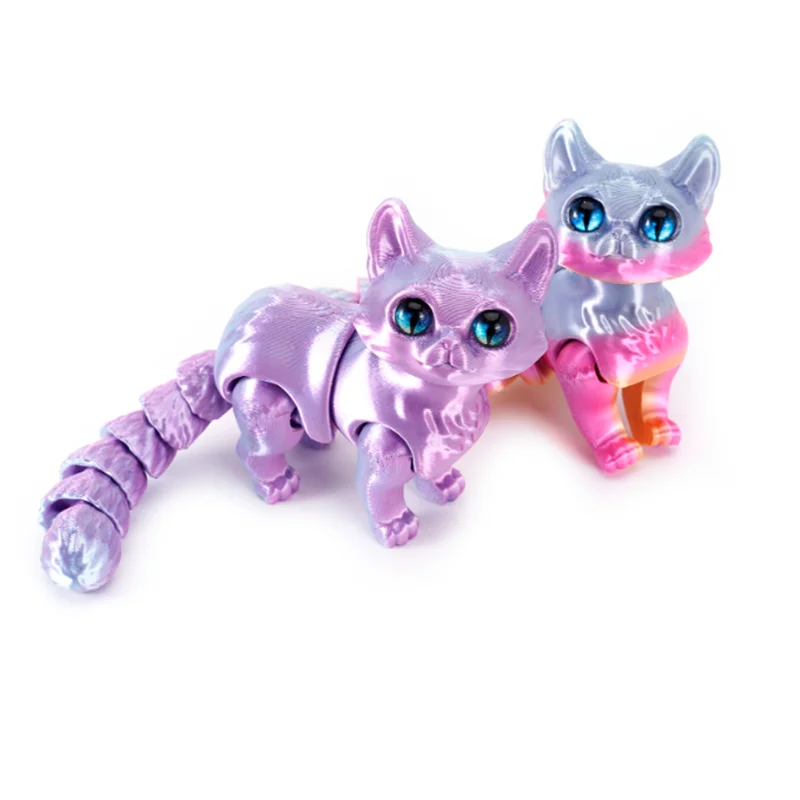 3D Printed Cute Cat Model Toys Sphynx Cat Ornament Realistic Hairless Figurine with Movable Joint Children\'s Funny New Year Gift