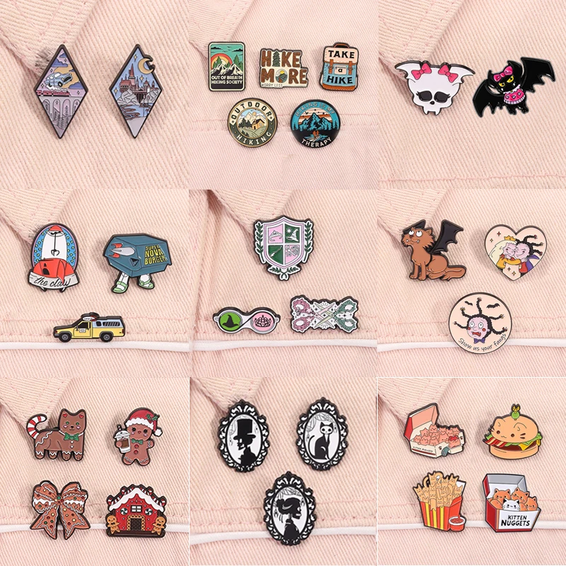 2-5 قطعة/المجموعة الرسوم المتحركة أفلام شخصيات كرتونية المينا دبابيس الخيال فيلم هالوين الهيكل العظمي دبابيس شارة التلبيب مجوهرات هدايا #1