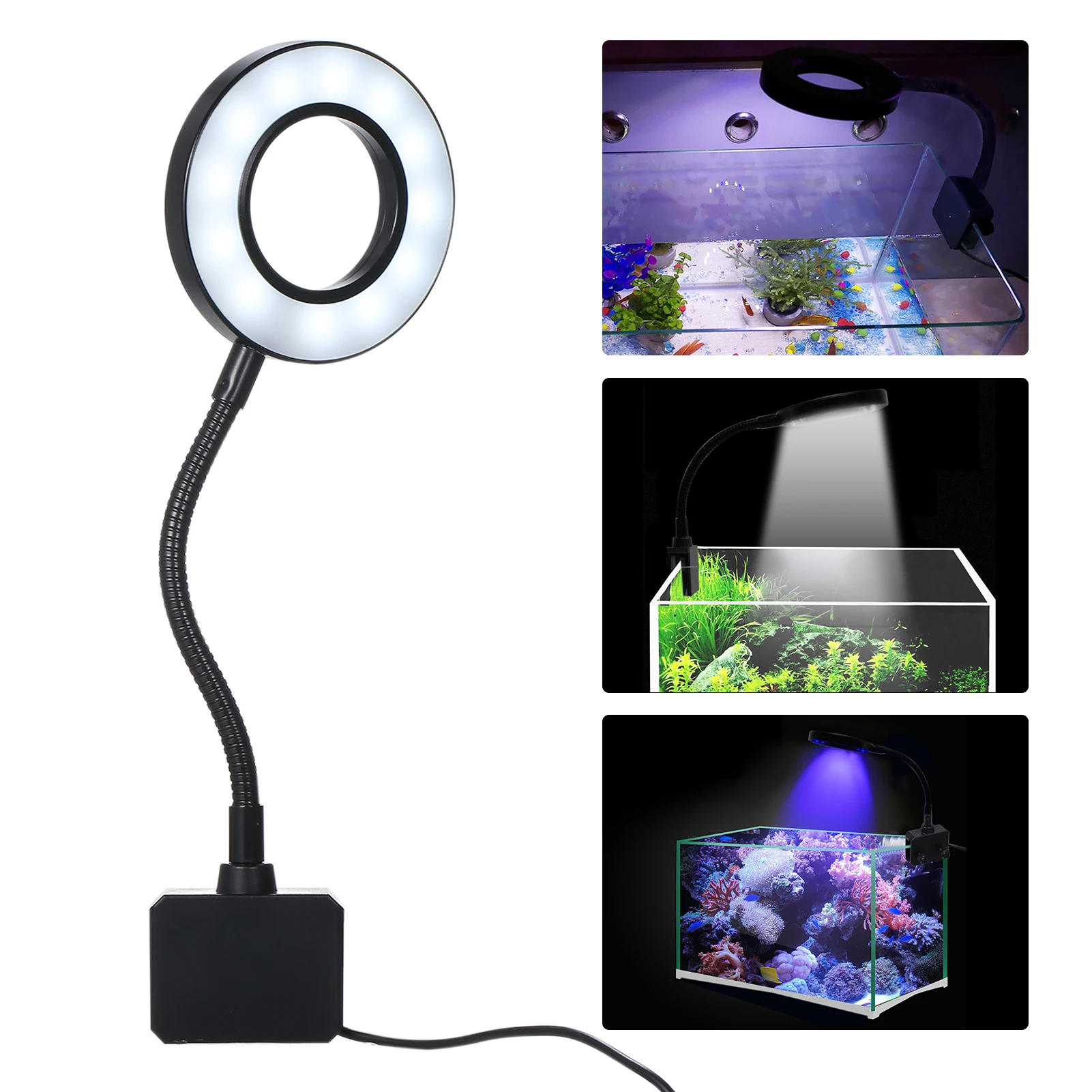 D C 5V 7W 18 LED Aquarium Light Fish Jar Clamp Clip View Lamp USB Dimmable Flexible Bendable Portable Aquarium Light 3Colors