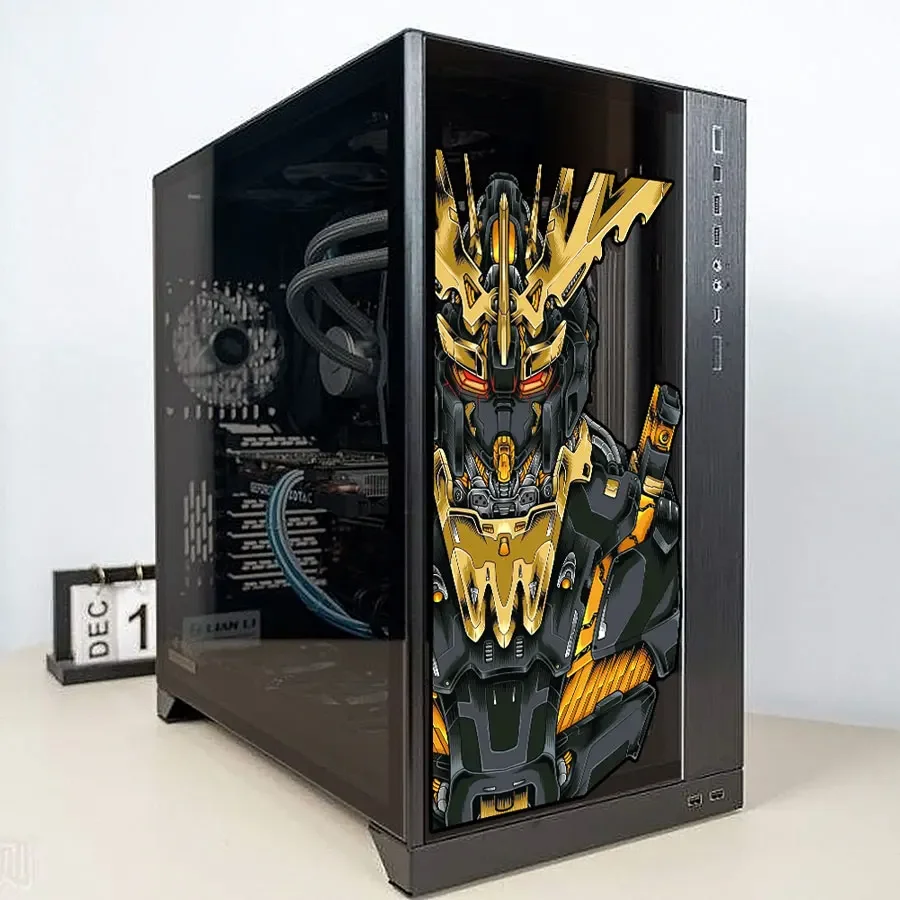 Gundam Cool Anime PC Case Decorate Sticker Cartoon Compuer Host Skin Dacal Waterproof ATX Middle Tower Removable Hollow Out