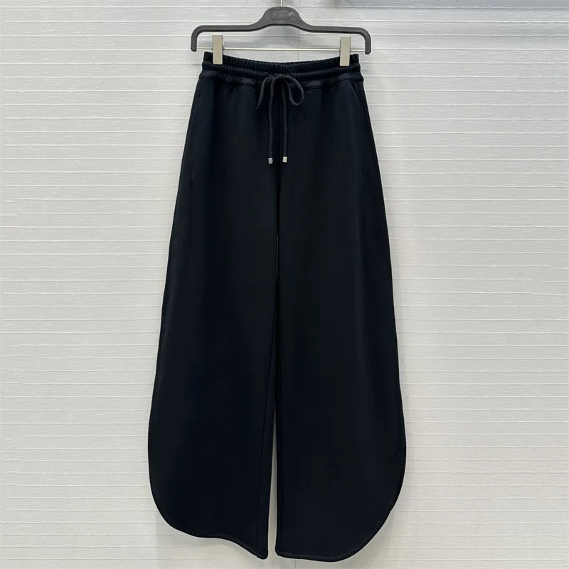 

Women's pants 2026 Spring new elastic waistband drawstring wide leg pants pure cotton sports and leisure pants Casual trousers