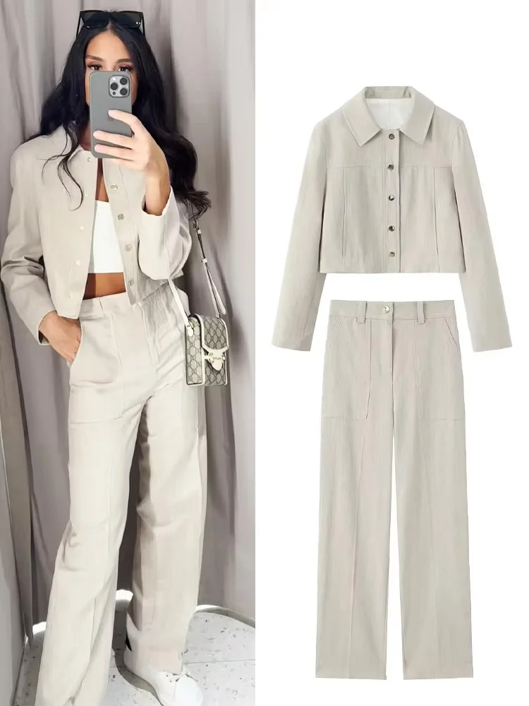 

HH летняя женская модная однобортная куртка с лацканами + эластичная талия, тонкие брюки на молнии с карманами на пуговицах, однотонный комплект из 2 предметов