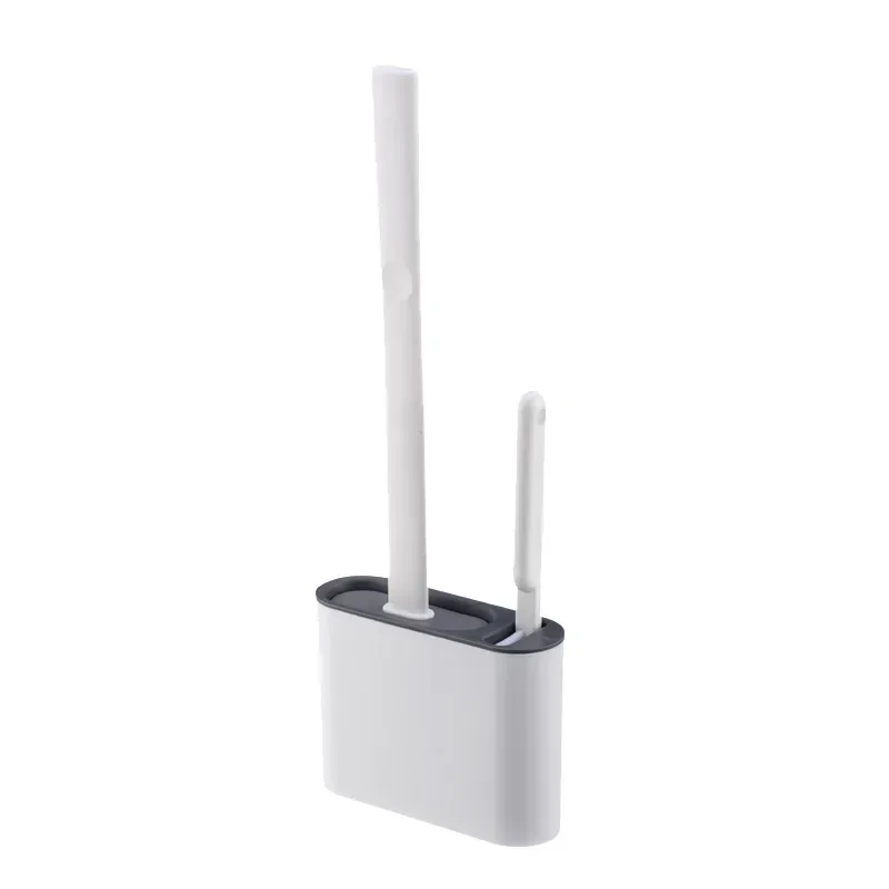 Wall Mounted Toilet Brush WC Brush Holder Long Handle Silicone Waterproof Quick Drying Soft Fur Bathroom Accessories