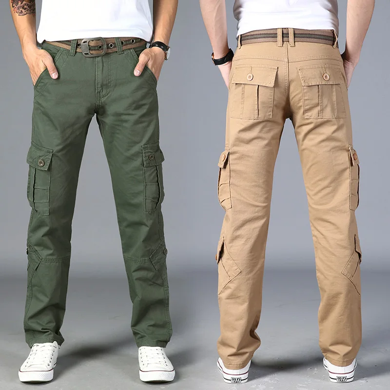 

2026, весенне-осенние мужские брюки-карго, комбинезон с несколькими карманами, рабочая одежда, повседневные зеленые узкие брюки для улицы, мужские большие размеры 28-40