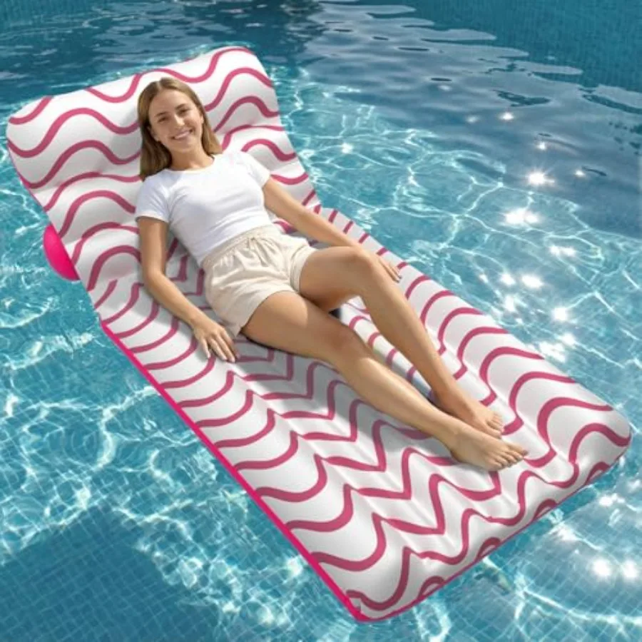 

Inflatable Pool Float Adult - Ultra-Comfort Soft Fabric Pool Floaties Lounge Floats Floating Chair Raft with Adjustable Backres