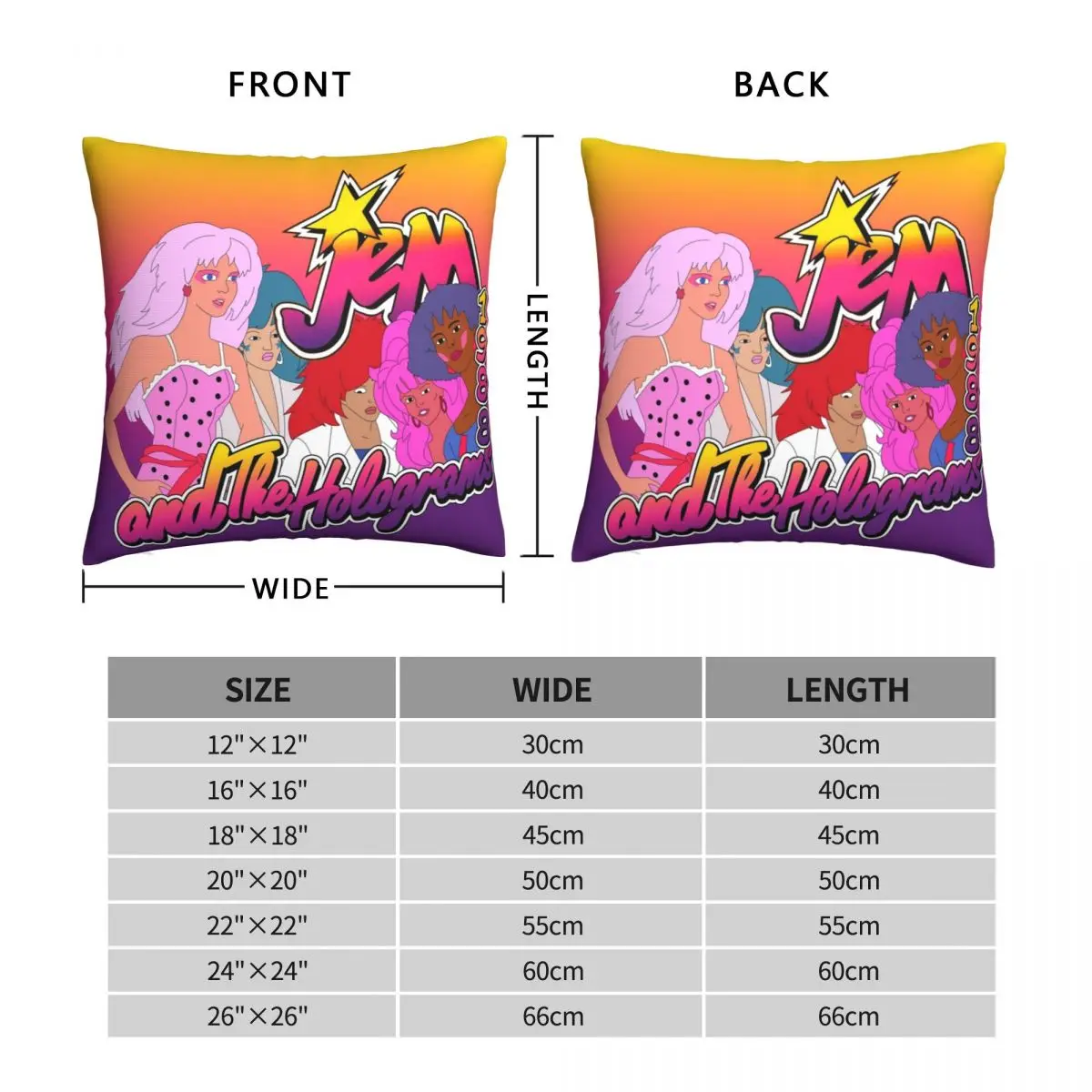 Jem And The Holograms Square Pillowcase Polyester Linen Velvet Printed Zip Decor Room Cushion Cover 18