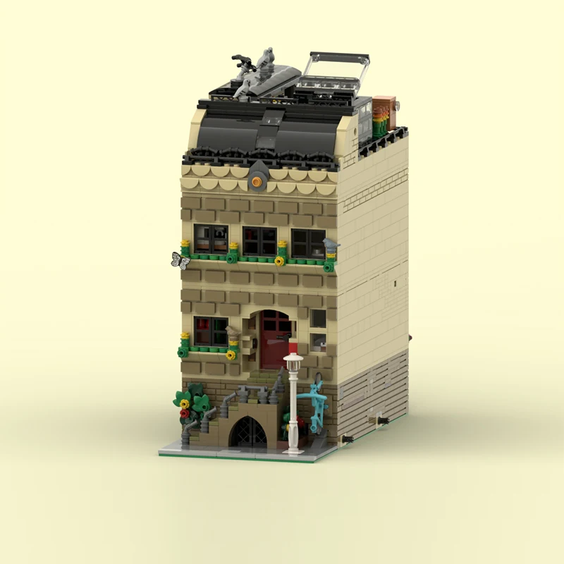 City Street View Model MOC Building Bricks Vintage Street-Front House Modular Technology Gift Holiday Assemble Children Toy Suit