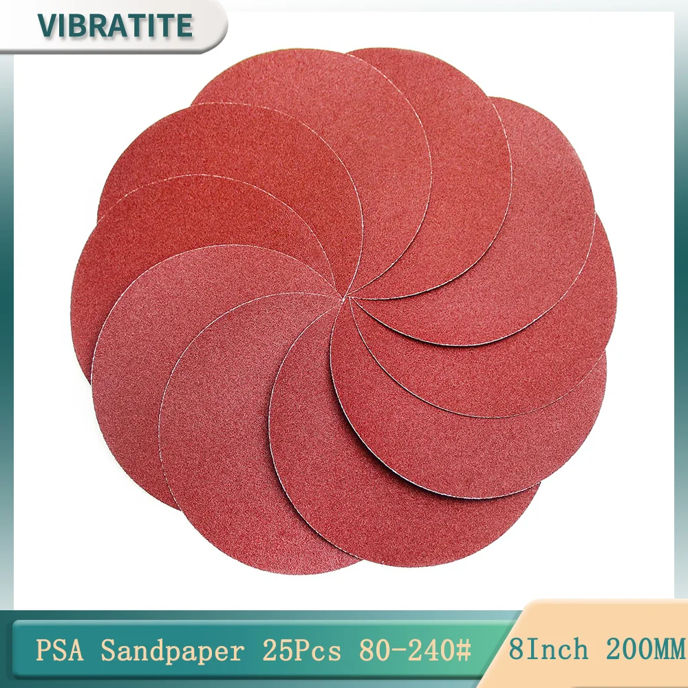 

8Inch 200MM PSA Sanding Discs 25Pcs 80-240# Self Stick Adhesive Back Aluminum for Random Orbital Sander Wood Metal Polishing