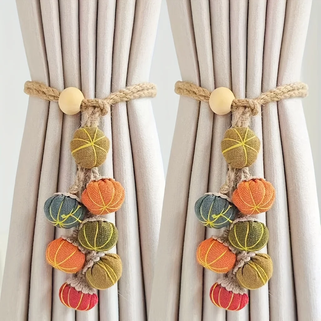 1pc Bohemian retro style curtain strap with colorful pumpkin decoration, suitable for decorative fixings in home decoration