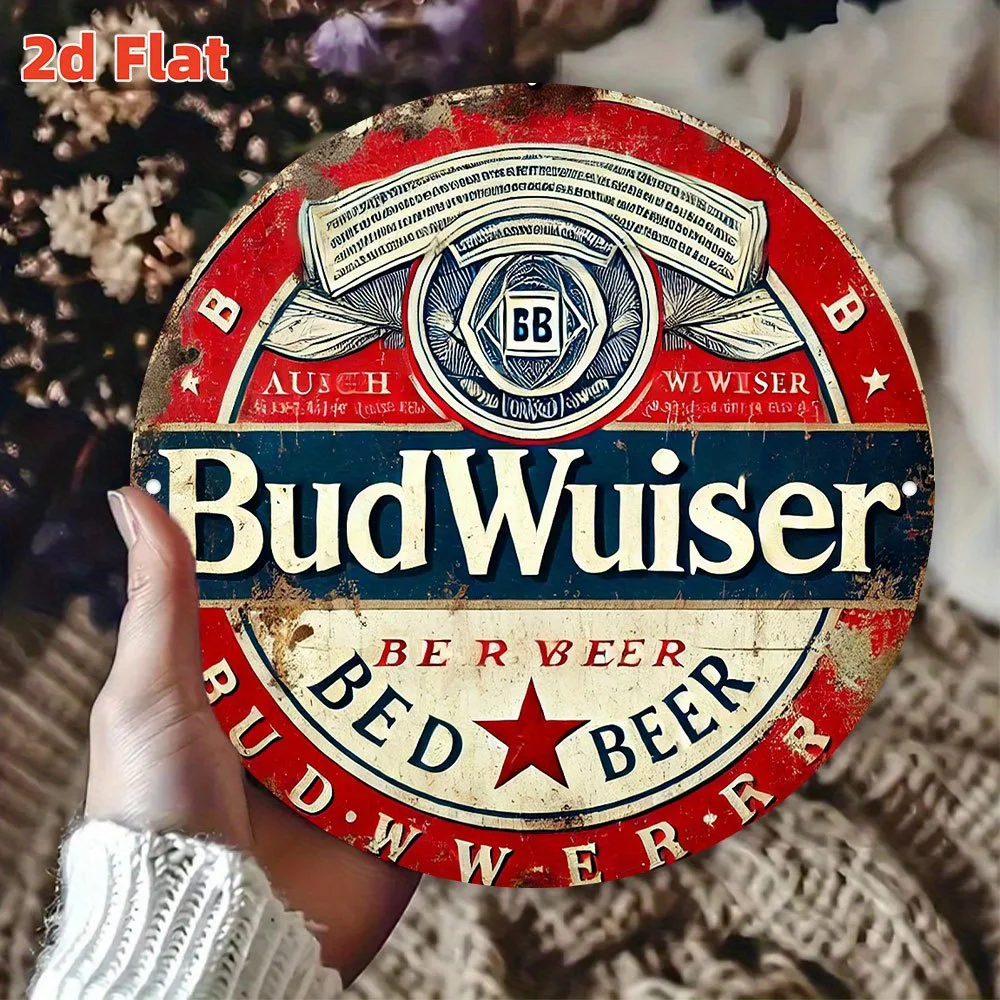 2D Flat - Printed Wooden Sign with Retro Beer Design, Representing Brewing Culture. This Industrial Wall Decor Is Suitable for I