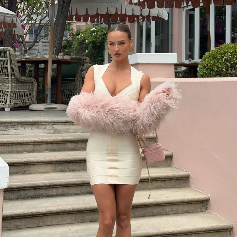 Sexy Ärmelloses Figurbetontes Kurzes Kleid Damen Schickes Einfarbiges V-Ausschnitt Tailliertes Trägerkleid Mini-Kleider 2026 Damen Abendparty Vestidos Neu – Detail 8