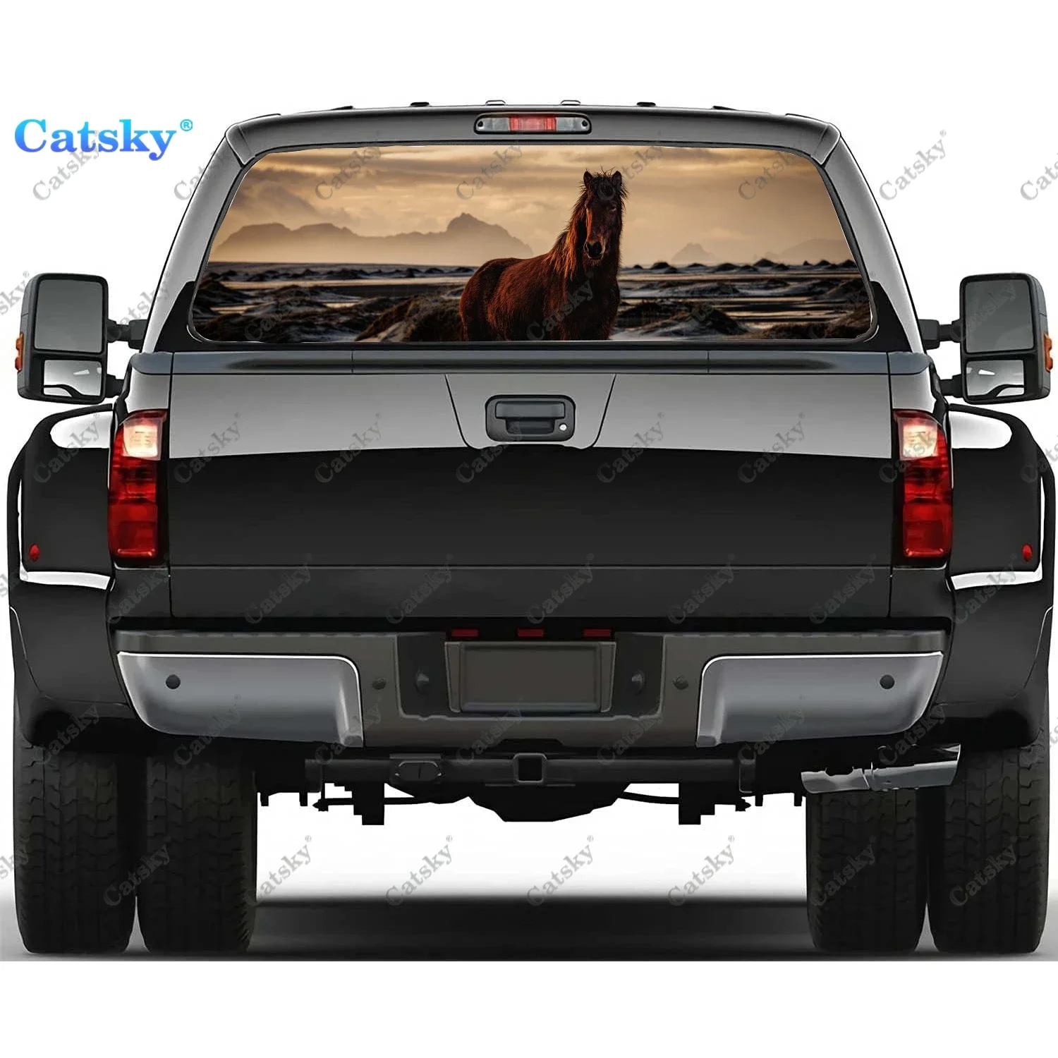 

Animal - Horse Rear Window Decals for Truck,Pickup Window Decal,Rear Window Tint Graphic Perforated Vinyl Truck Sticker