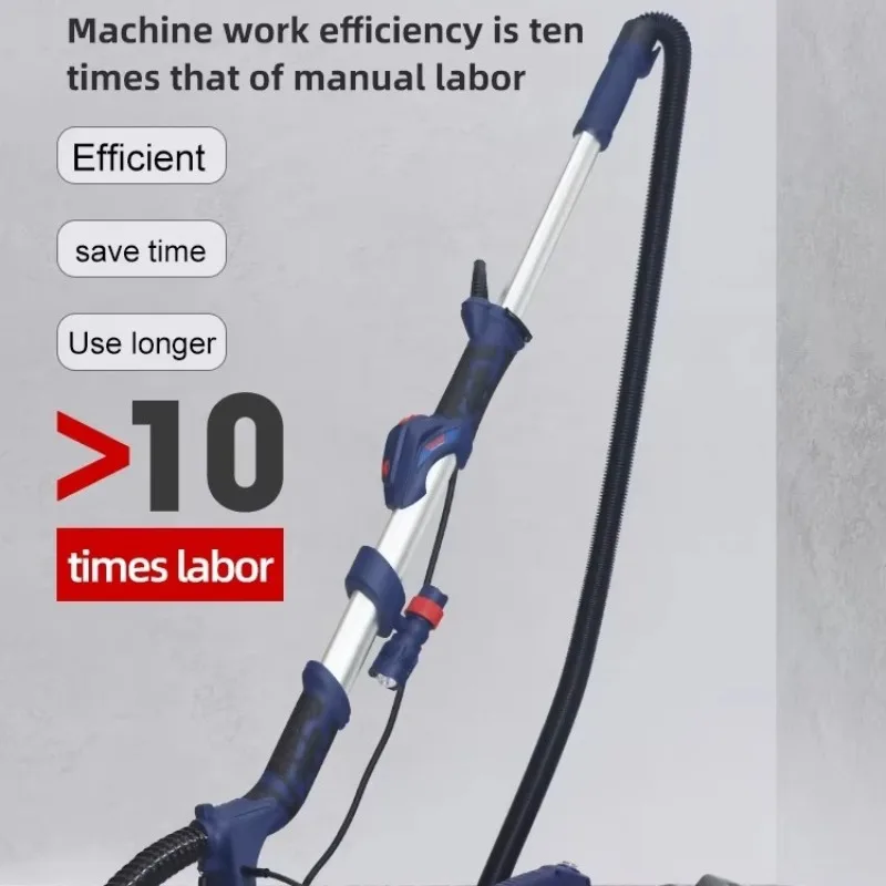 Dustless Brushless Wall Grinder For Drywall Plaster Cement Surface Sanding With Automatic Suction Lightweight Long Handle