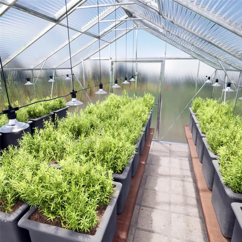 A98E-6 Lampu Tumbuh LED Luar Ruangan Lampu Rumah Kaca Spektrum Penuh Tahan Air untuk Tanaman, Dapat Disesuaikan 21 Kaki