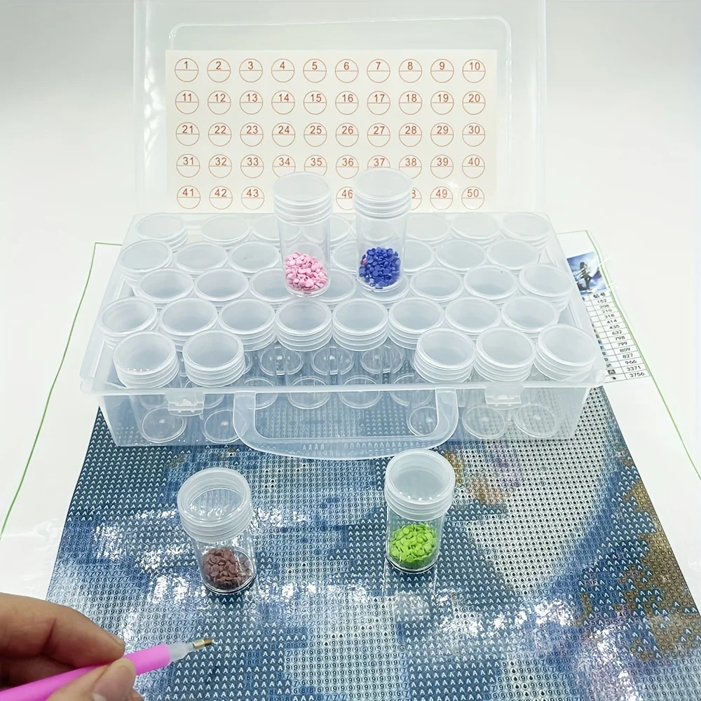 

1 шт. контейнеры для хранения алмазной живописи, 40 бутылок со стразами и бриллиантами, мозаичные аксессуары, противоударные банки для ювелирных изделий, бусин