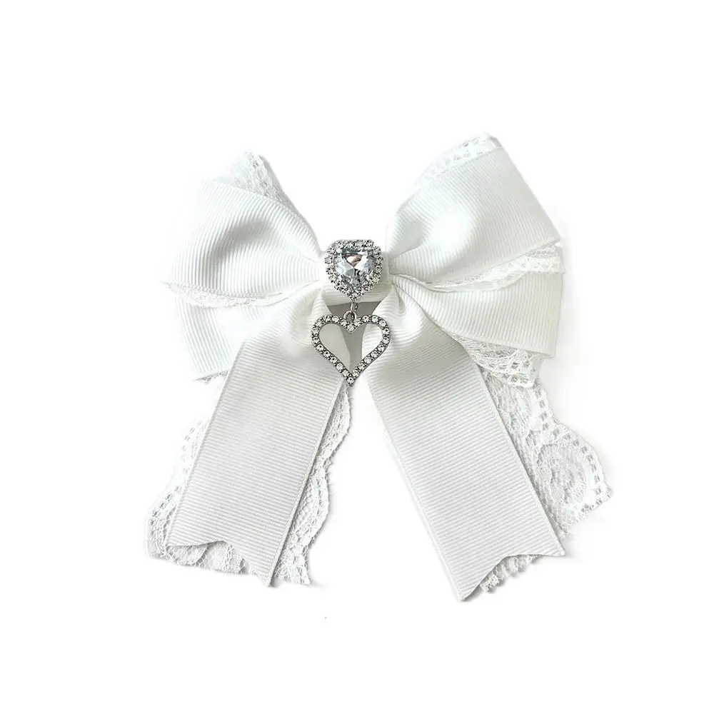 Rhinestone Crystal Ribbon Bow Brooch Polyester Memorial Black Jewelry Necktie Vintage Cravat Bowtie For Funerals and Mourning