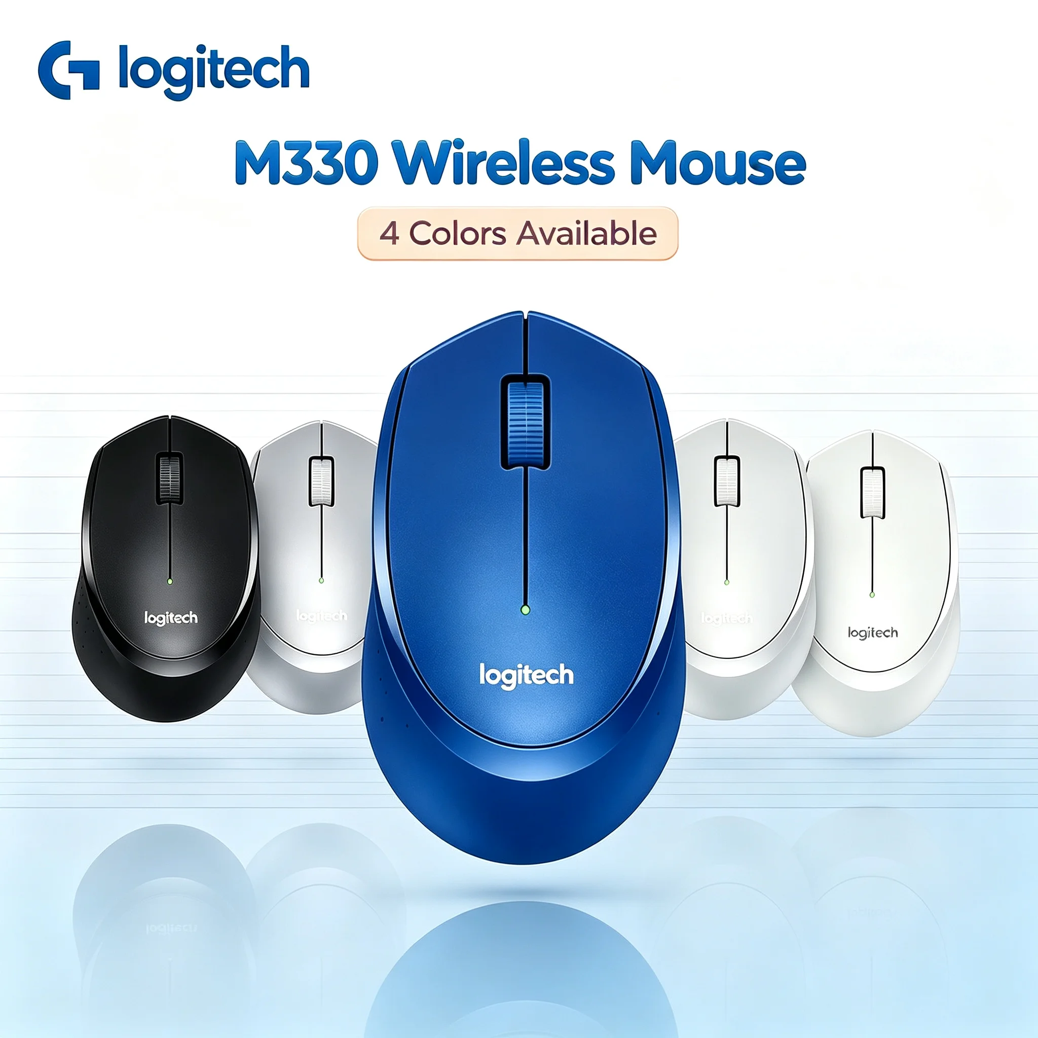 Logitech M330 Wireless Silent Optical Mouse, Comfortable Grip, Long Lasting Battery, Noiseless Click for Office and Library Envi
